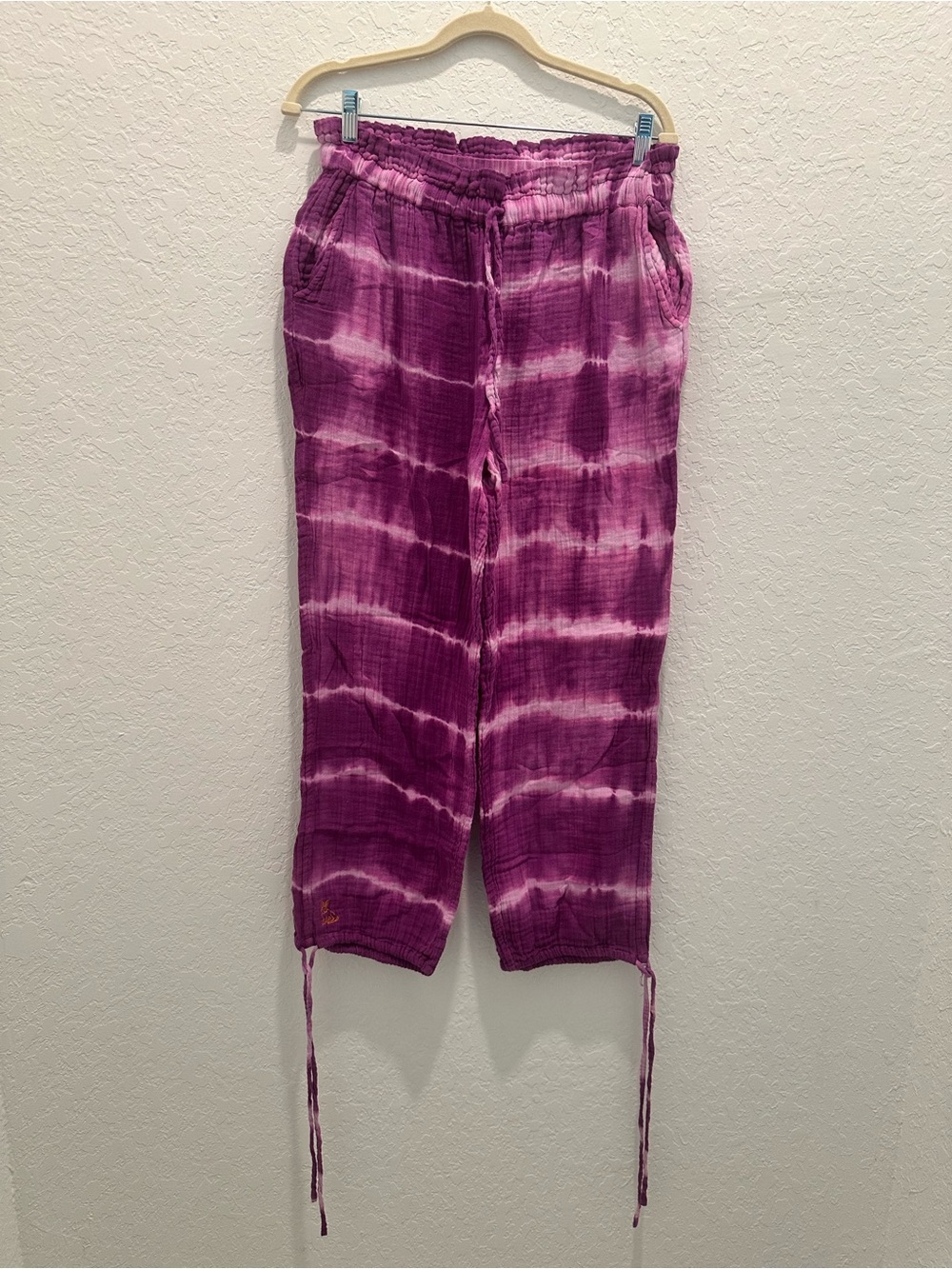 Coniglio Palm Beach Purple Tie-Dye Cotton Gauze Lounge Pants